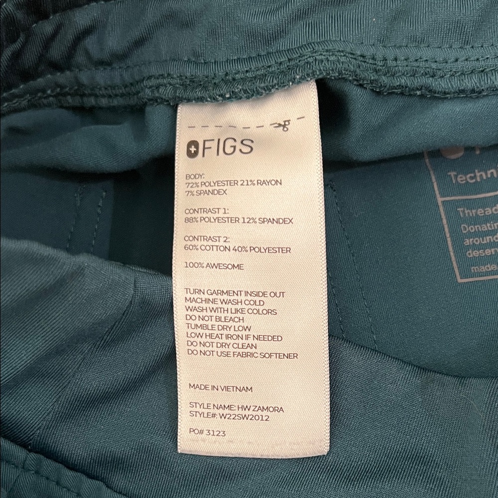 Figs Caribbean Blue V-Neck Scrub Top and Jogger Pants - Picture 9 of 9